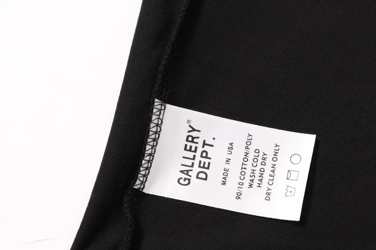 805#Gallery Dept new slogan horseshoe design printed short-sleeved double yarn pure cotton T-shirt casual Tee black navy blue S~XL P100